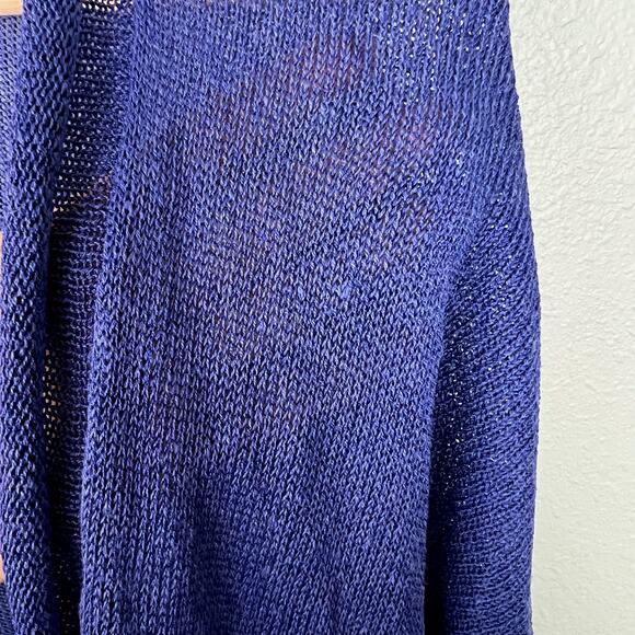 Nic + Zoe Petite Medium Linen Blend Open Front Cardigan Periwinkle Blue Violet - Picture 6 of 8